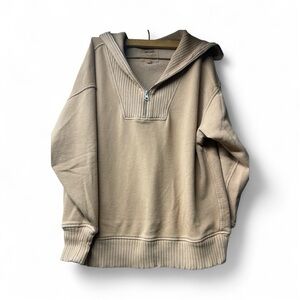 Aerie Tan Zip-Up Sweater